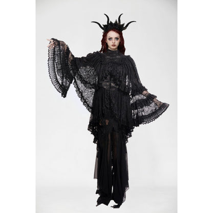 Dark in Love Zuri Vintage Lace Cape with Flowing Sleeves - Kate's Clothing