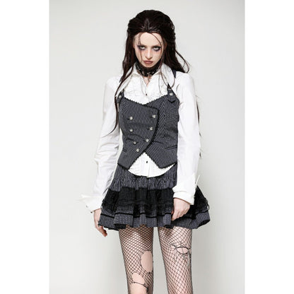 Dark in Love Gwyneth Dark Striped Corporate Goth Vest - Kate's Clothing