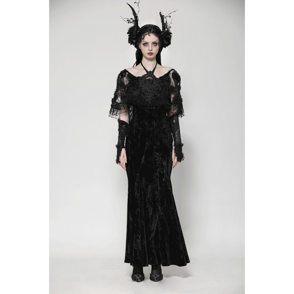 Dark in Love Alazne Dark Rose Embroidered Layered Mermaid Maxi Dress