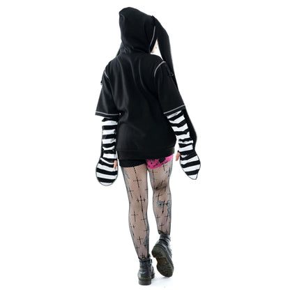 Cupcake Cult Hypno Bunny Hood in Black and White