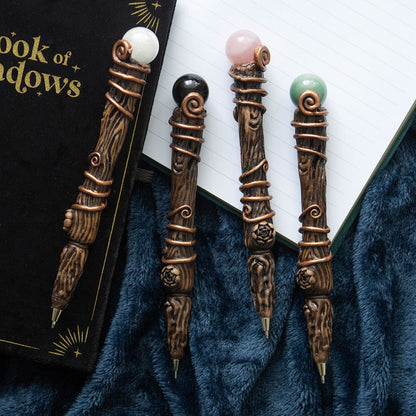 Gothic Gifts Black Obsidian Crystal Wand Pen