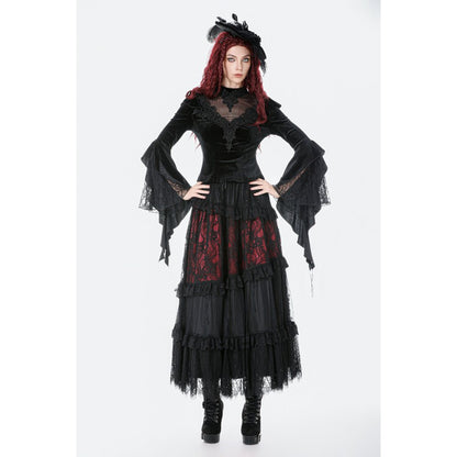 Dark in Love Gothic Velvet Lace High-Neck Top