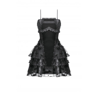 Dark in Love Morwenna Bat Mesh Layered Goth Mini Dress