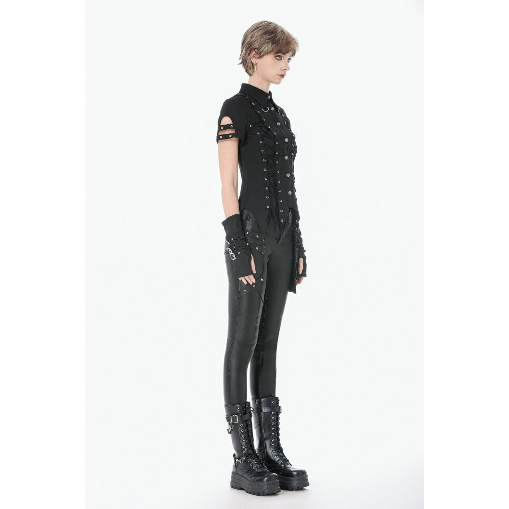 Dark in Love Ruptured Lace-Up Punk Shirt
