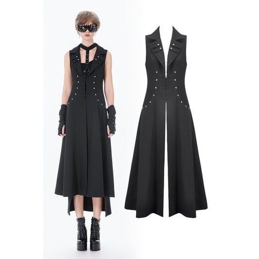 Dark in Love Collete Punk Sleeveless Long Fitted Coat