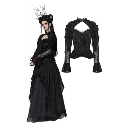 Dark in Love Fleur Gothic Rose Embossed Velvet Long Sleeve Top - Kate's Clothing