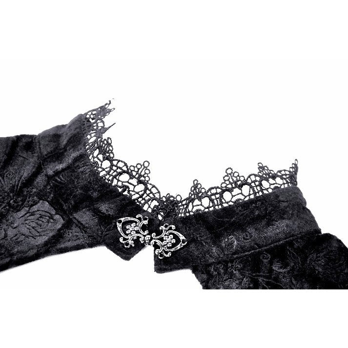 Dark in Love Fleur Gothic Rose Embossed Velvet Long Sleeve Top - Kate's Clothing
