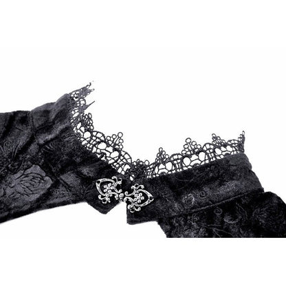 Dark in Love Fleur Gothic Rose Embossed Velvet Long Sleeve Top - Kate's Clothing
