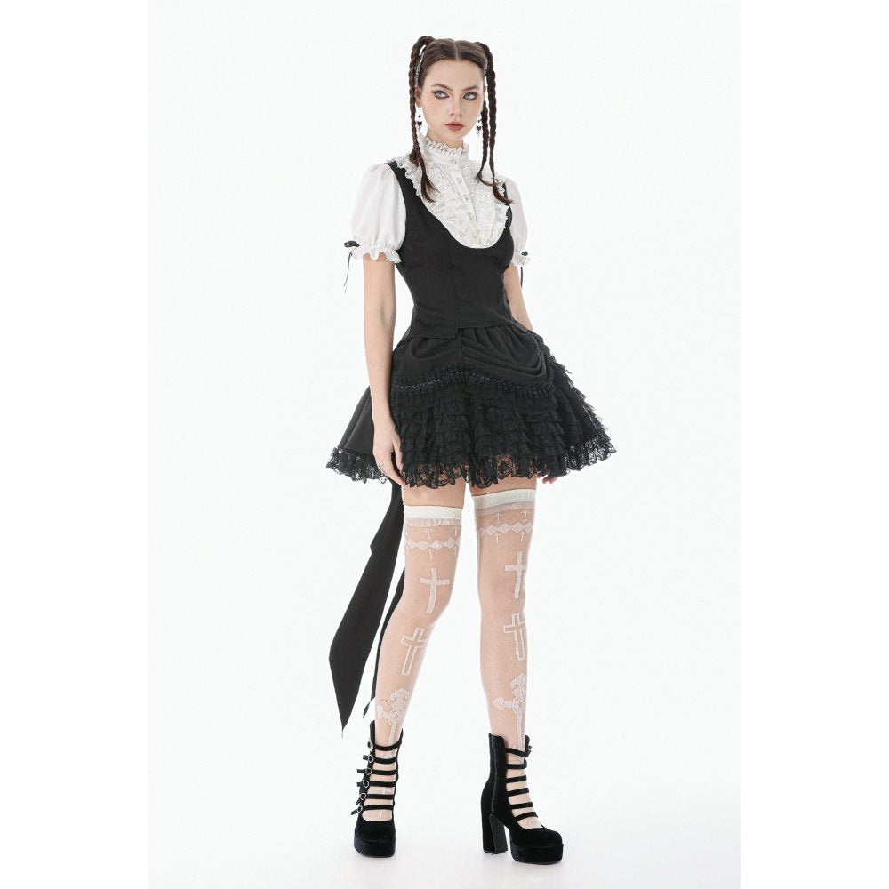 Dark In Love Beatrix Goth Satin Ruffled Overskirt