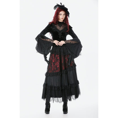 Dark in Love Gothic Velvet Lace High-Neck Top