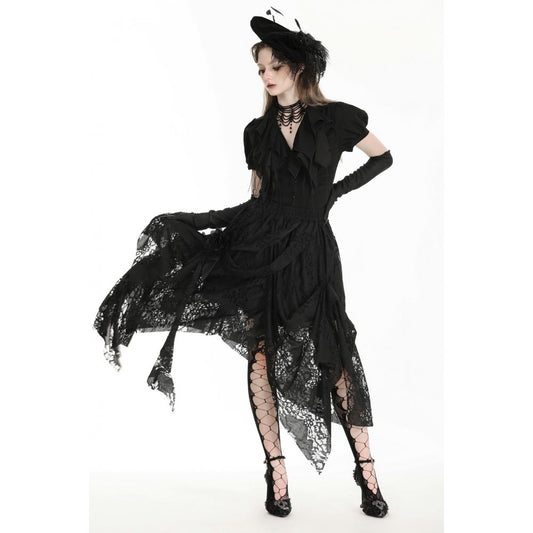 Dark in Love Abella Distressed Lace Midi Skirt - Kate's Clothing