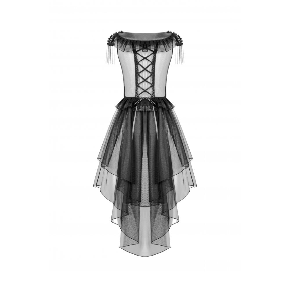 Dark in Love Seraphina Tiered Mesh & Ruffle Goth Gown
