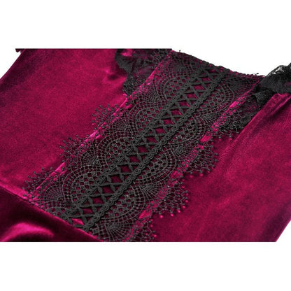 Dark in Love Velvet Lace Patchwork Dress