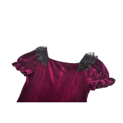 Dark in Love Velvet Lace Patchwork Dress