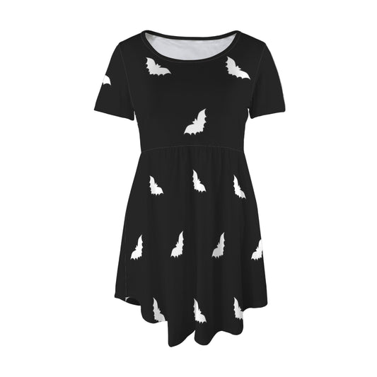 ANTIBrand black skater dress with white bat print and pockets