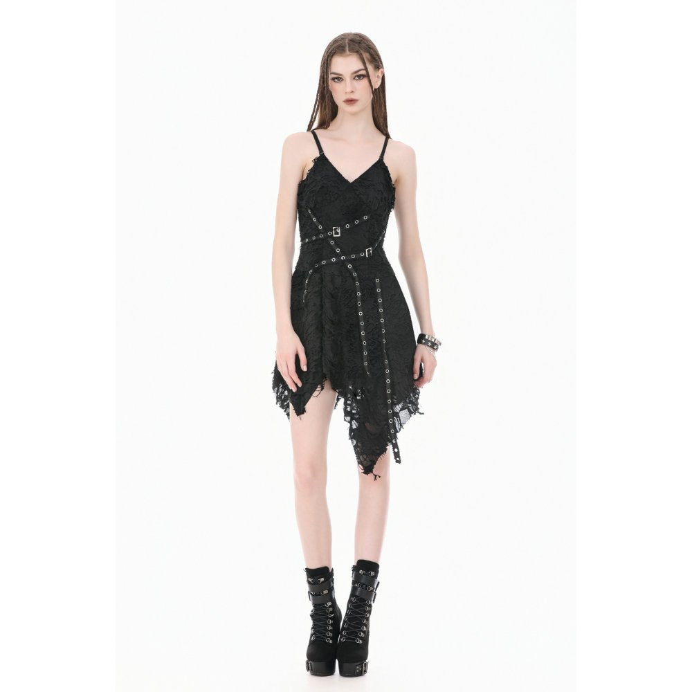 Dark in Love Shredded Harness Asymmetric Dress