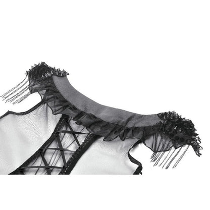 Dark in Love Seraphina Tiered Mesh & Ruffle Goth Gown