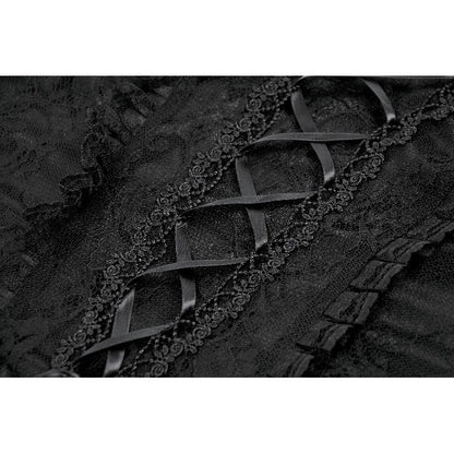 Dark in Love Black Lace Court Lace-Up Camisole