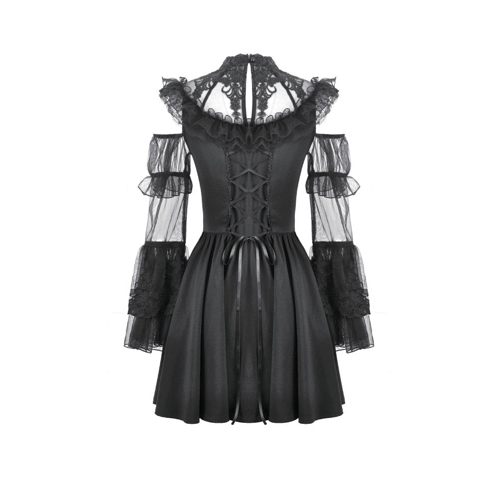 Dark in Love High Neck Mesh Lace Cold-Shoulder Dress