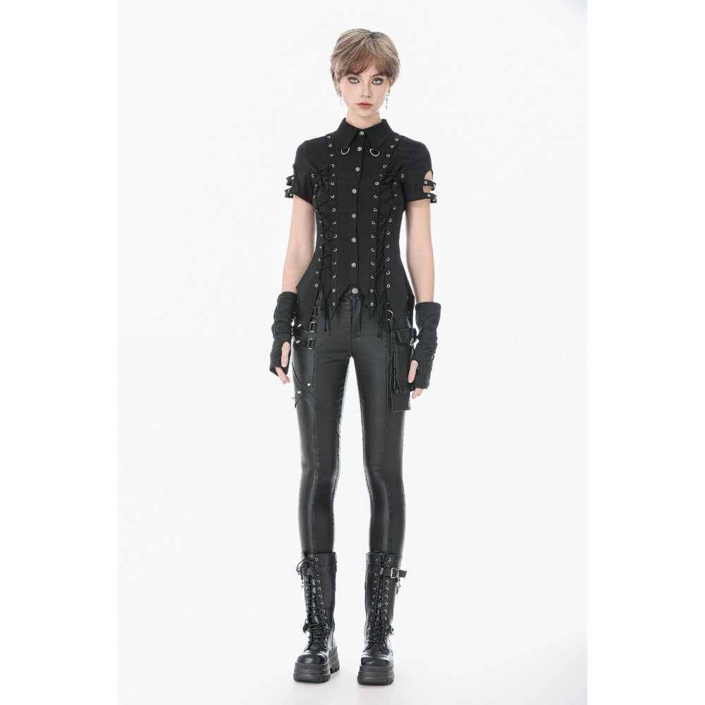 Dark in Love Ruptured Lace-Up Punk Shirt
