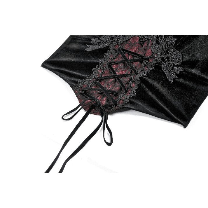 Dark in Love Gothic Black & Red Velvet Lace Corset