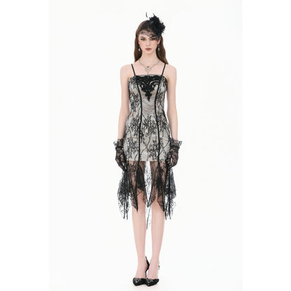 Dark in Love Shredded Harness Asymmetric Dress
