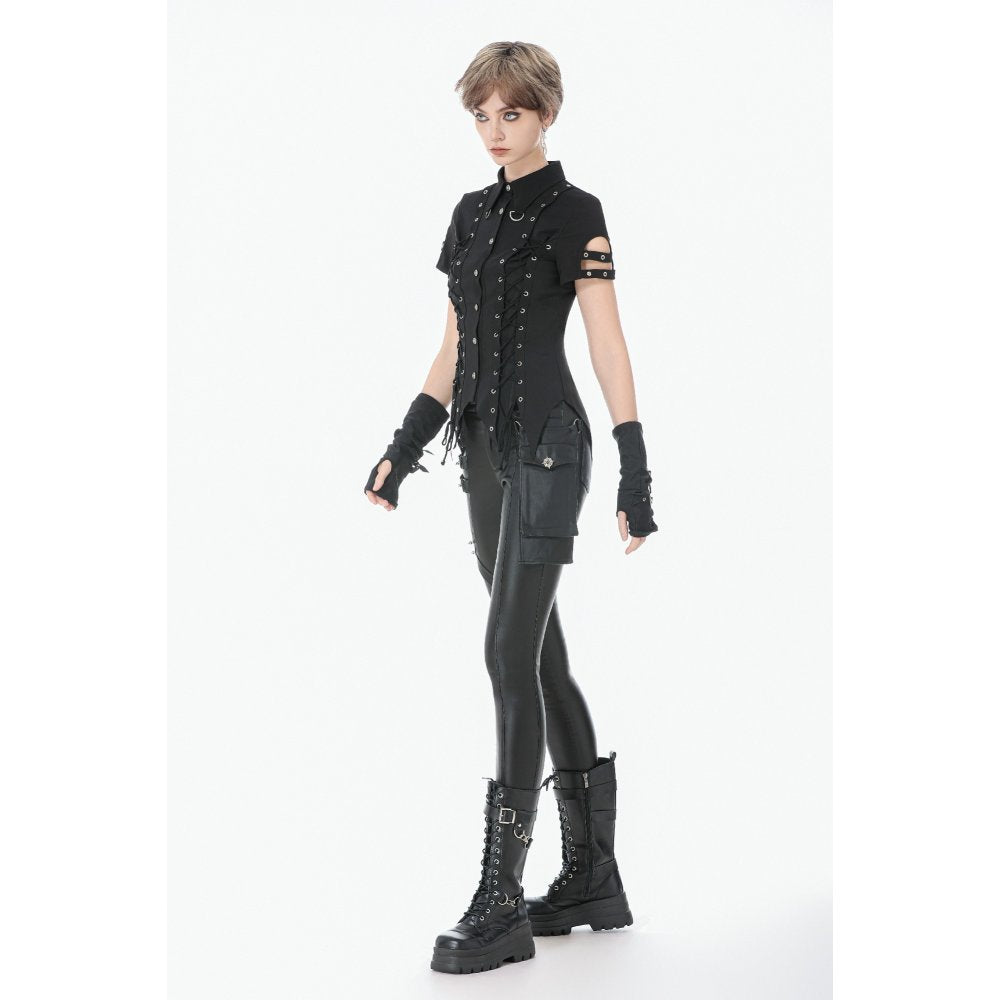 Dark in Love Ruptured Lace-Up Punk Shirt