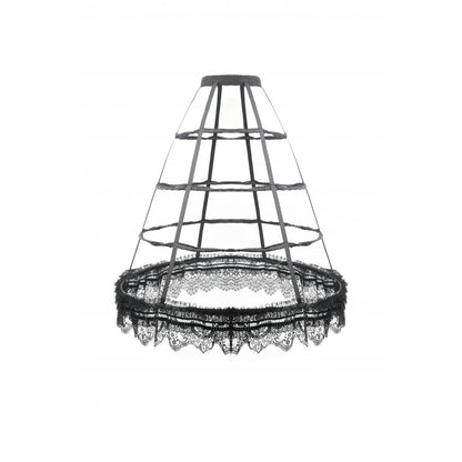 Dark in Love Gothic Hoop Cage Skirt with Lace Trim in Black
