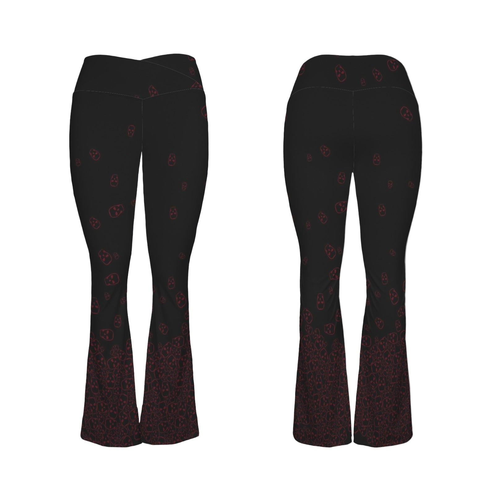 ANTIBrand black flared leggings with red skull cascade print