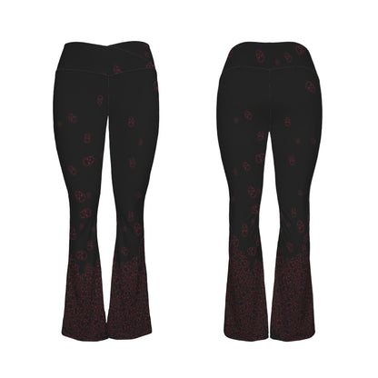 ANTIBrand black flared leggings with red skull cascade print