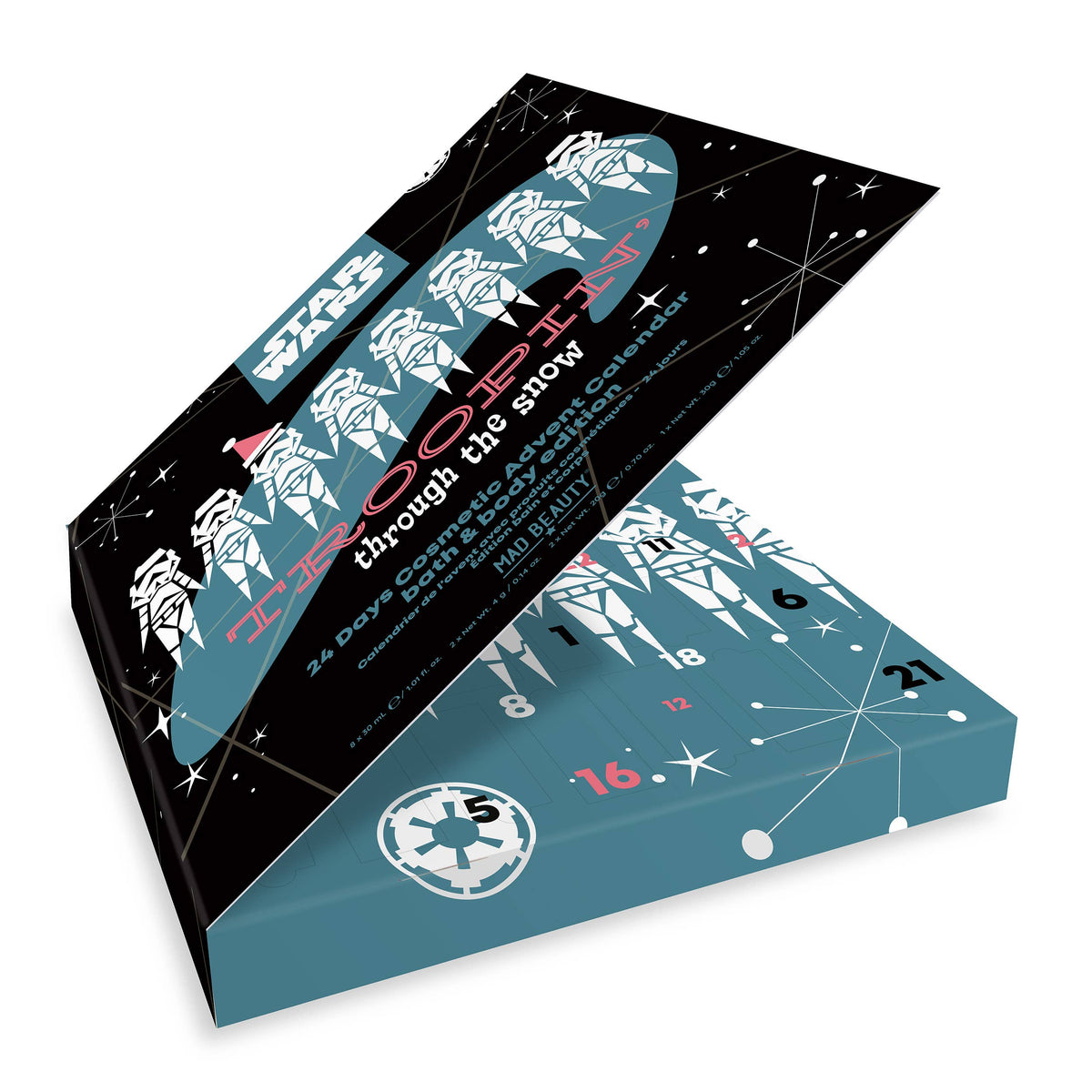 Side view of the Star Wars Troopin advent calendar box, showing the fold-out shape