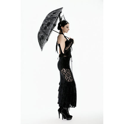 Dark in Love Belladonna Embroidered Folding Parasol