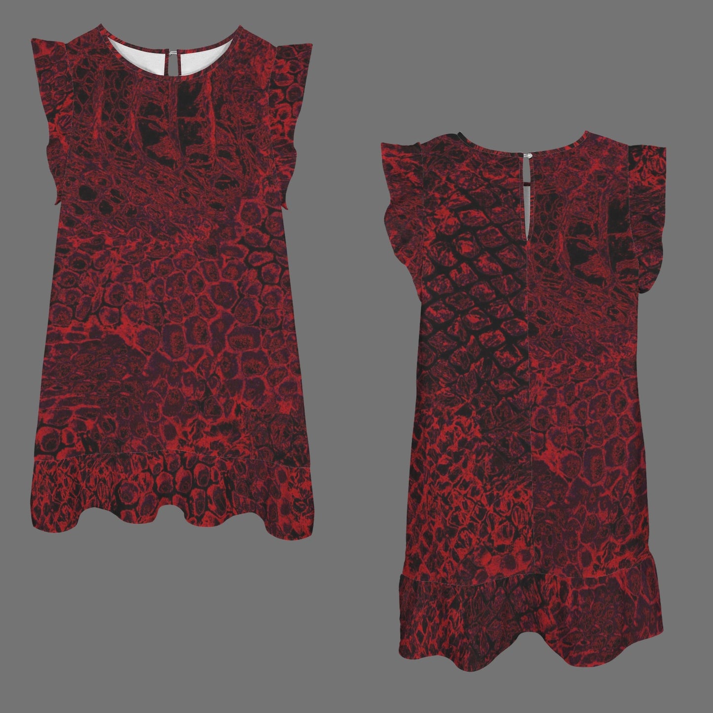 ANTIBrand Misfits Rack - Blood Scale Ruffle Mini Dress - M (UK 12)