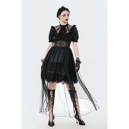 Dark in Love Ebon Rose High-Low Mesh & Lace Goth Dress