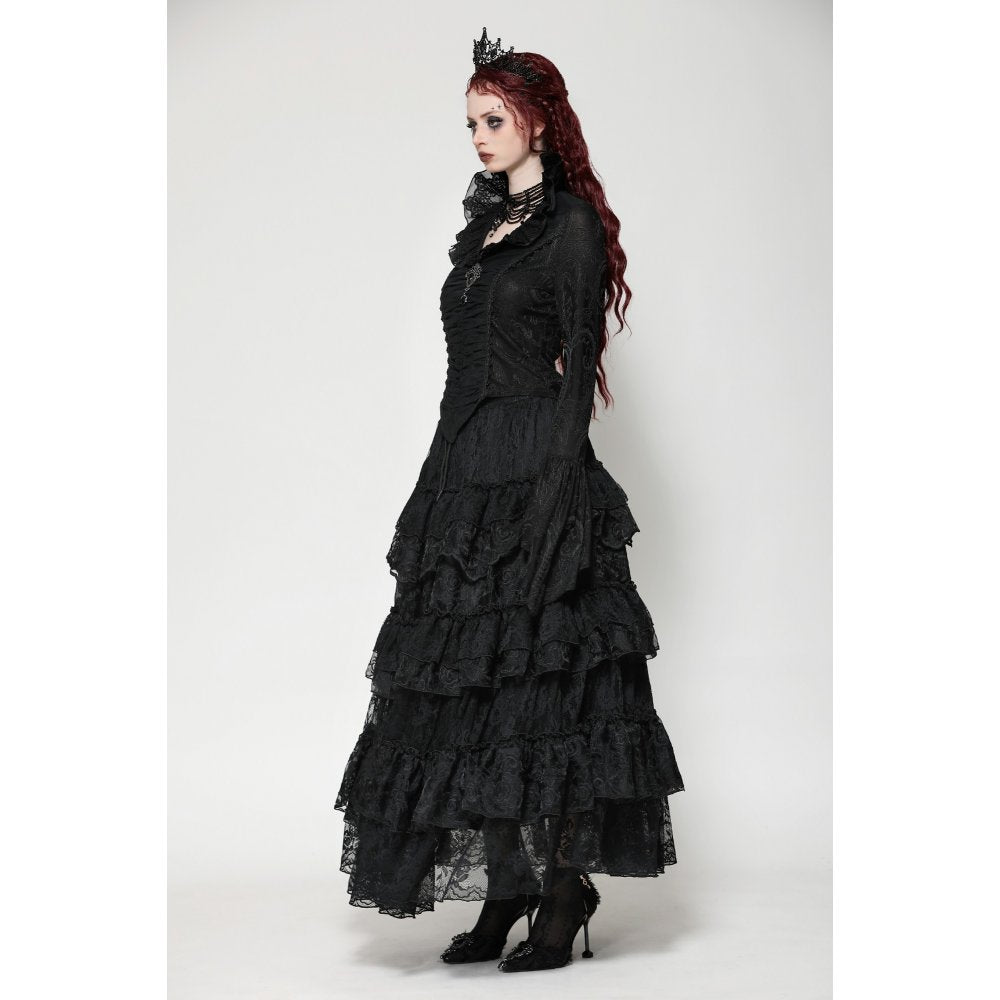 Dark in Love Elizabeth Gothic Queen Top with Pendant and Ruffled Collar