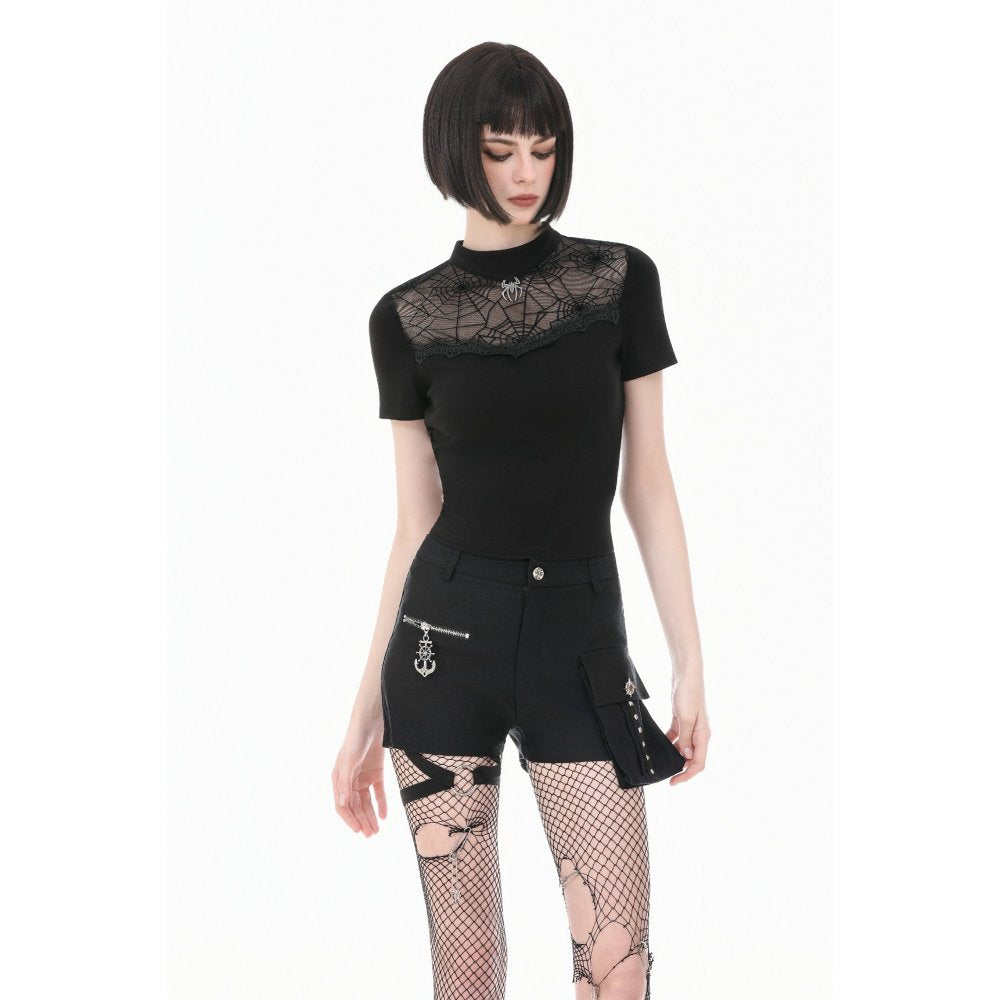Dark in Love Spiderweb Mesh Short Sleeve Top