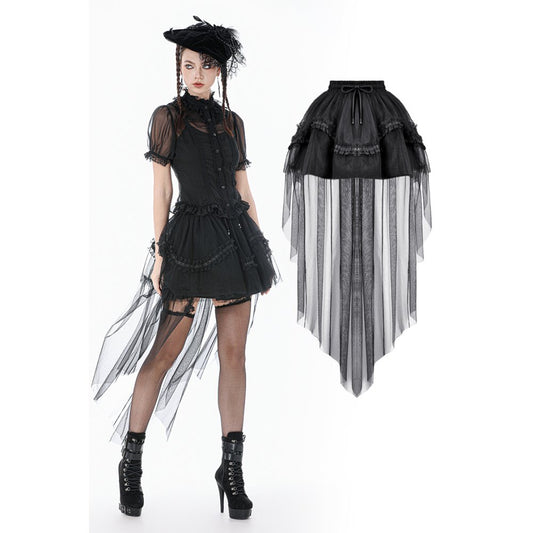 Dark in Love Gothic Tailed Sheer Mesh Petticoat Skirt