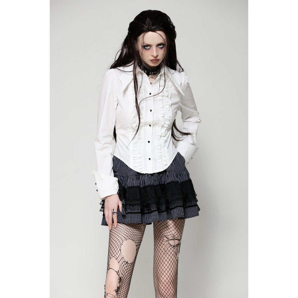 Dark in Love Queeny White Gothic Demon Shirt - Kate's Clothing