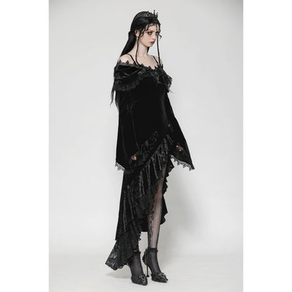 Dark in Love Kaia Midnight Mystique Velvet Ruffle Off-Shoulder Mermaid Dress