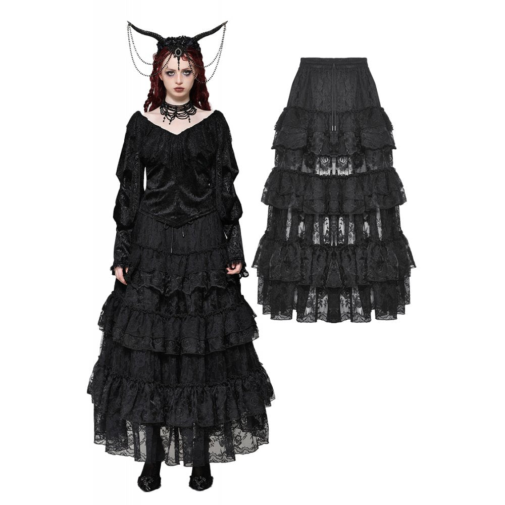 Dark in Love Cressida Gothic Princess Layered Cake Skirt - Kate's Clothing