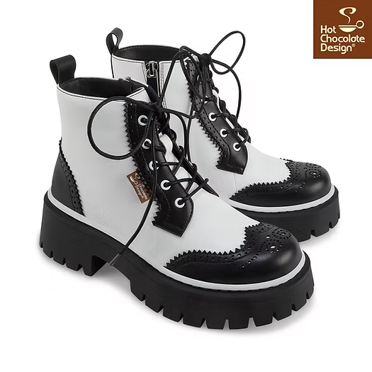 Hot Chocolate Design Havana Boots – Gothic Brogue Lace-Up Boots