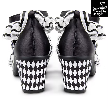 Chocolaticas® Arlequin Mid Heels – Gothic Ruffle Mary Janes