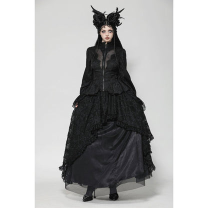Dark in Love Felicity Gothic Lacey Zip Up Tailcoat Shirt - Kate's Clothing