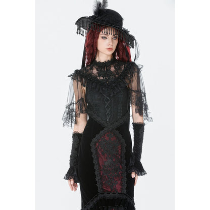 Dark in Love Morwenna Gothic Lace Ruffle Capelet
