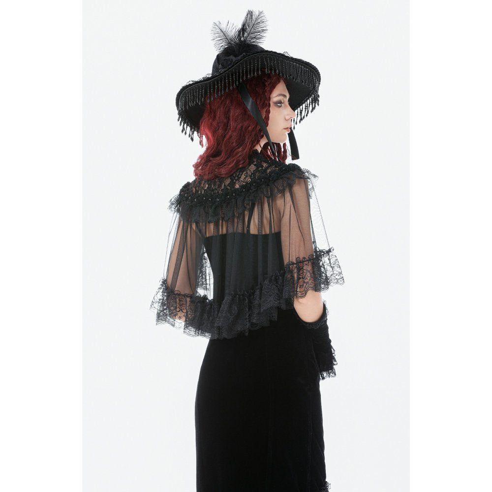 Dark in Love Morwenna Gothic Lace Ruffle Capelet