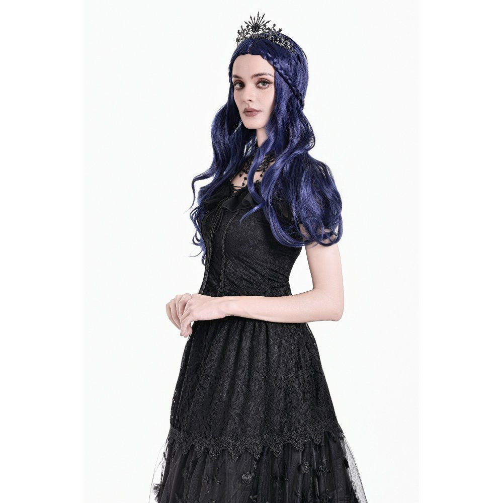 Dark in Love Nocturne Ruffled Lace Cold-Shoulder Top