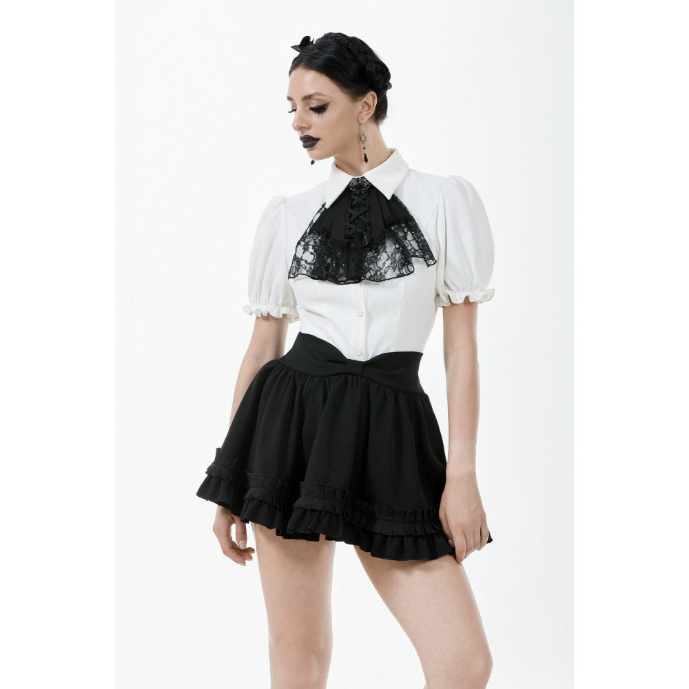 Dark in Love Lolita-Inspired Ruffled Mini Skirt in Black