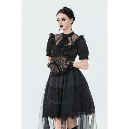 Dark in Love Ebon Rose High-Low Mesh & Lace Goth Dress