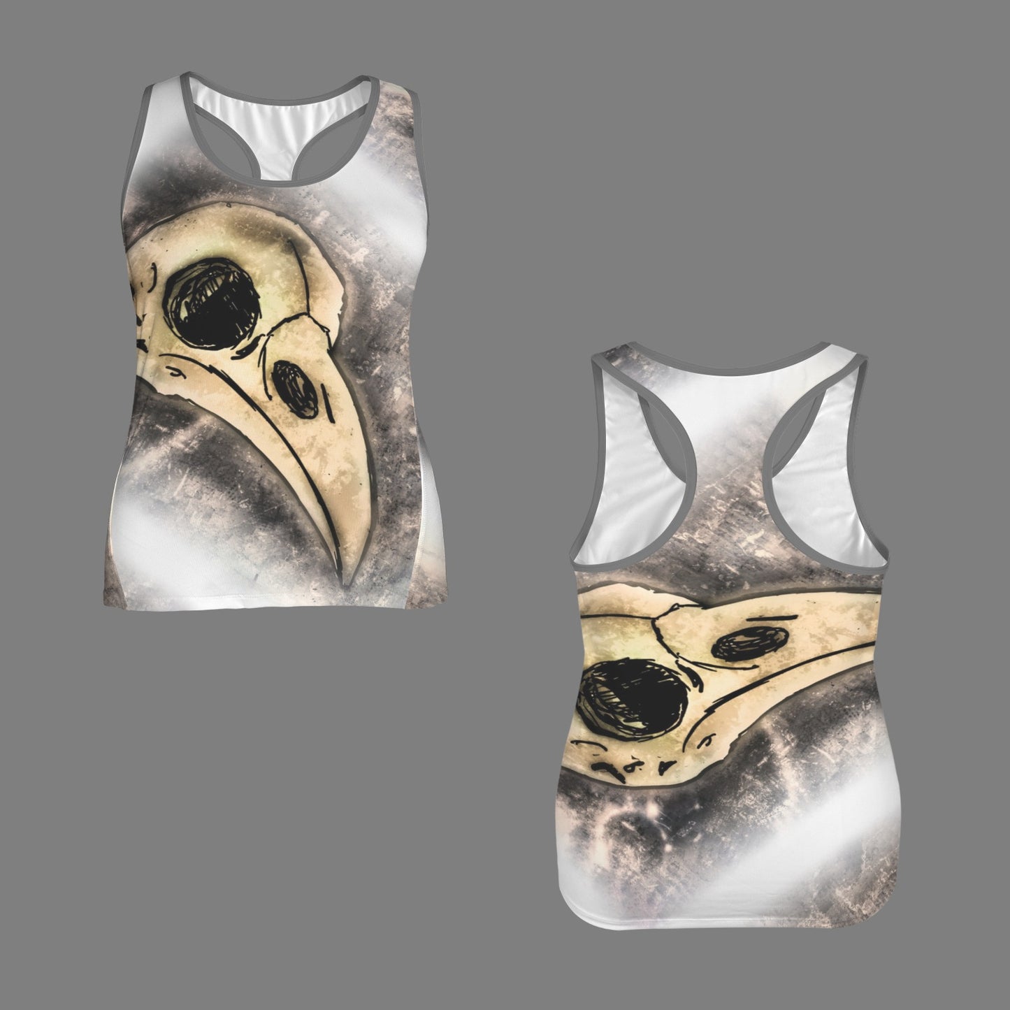 ANTIBrand Misfits Rack - Jonny Seven Raven Skull Racerback Gym Top - XS (UK 8)
