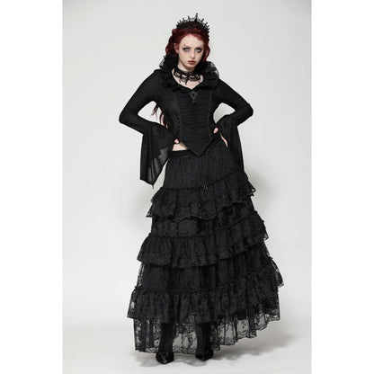 Dark in Love Elizabeth Gothic Queen Top with Pendant and Ruffled Collar